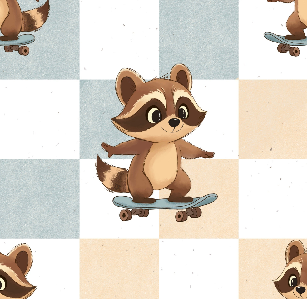 Waschbär-fährt-Skateboard 